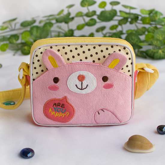 [lovely Bunny] Embroidered Applique Swingpack Bag Purse - Wallet Bag ...